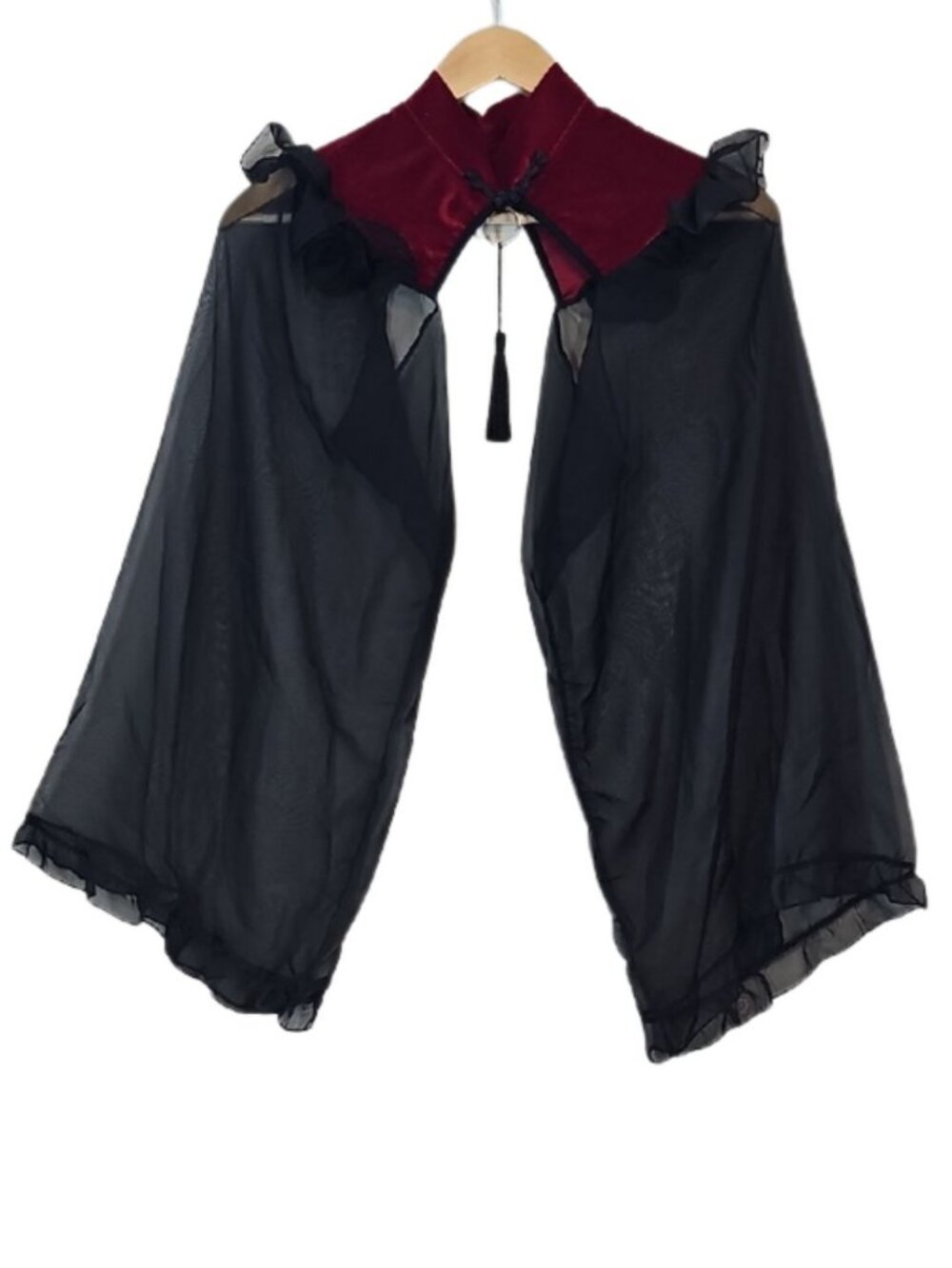 Sheer Chiffon Capelet OS Velvet Collar Gothic Dark Academia Victorian Cosplay
